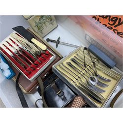 Ekco transistor portable radio, Kodak Brownie Cresta camera in case, Castle & Co Hull binoculars in case, 1970s and later annuals to include Beano, 1926 The Picture Show annual, silver-plate etc