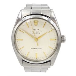 Rolex Oyster Perpetual Air King Super Precision gentleman's stainless steel automatic wristwatch, Ref. 5500, serial No. 868015, on expanding Oyster bracelet No. 874089, boxed
