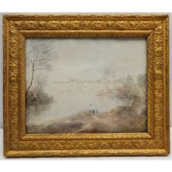 Victor Mathias (20th century): Figures by the Lakeside, gouache signed 23cm x 29cm