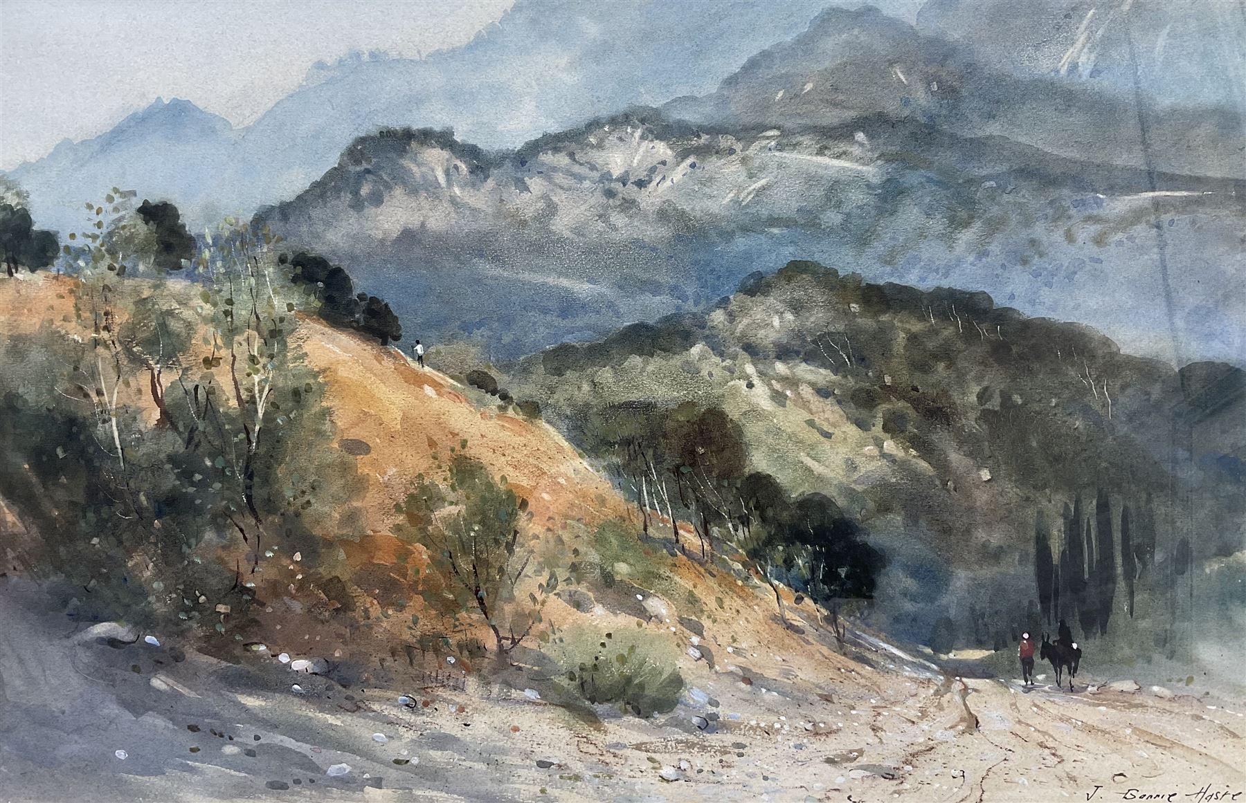 John Barrie Haste (British 1931-2011): Continental Landscape, watercolour signed 32cm x 49cm 