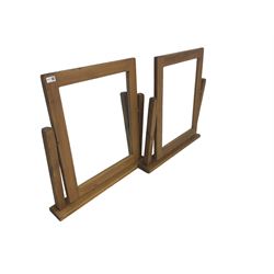 Pair pine dressing table swing mirrors, rectangular plate