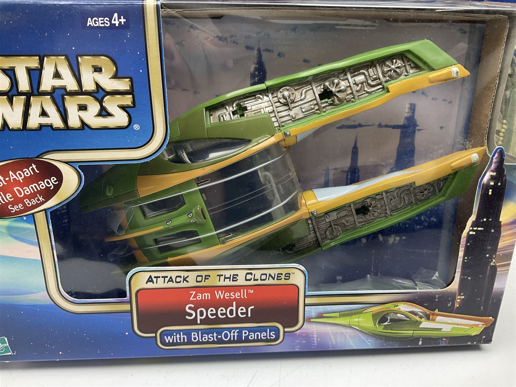 Star wars - Attack of the Clones - Jango Fett Slave 1; Obi-Wan Kenobi's Jedi Starfighter; Reek Arena Battle Beast; Acklay Arena Battle Beast; two x Anakin Skywalker Speeder; and Zam Wesell Speeder; all in sealed boxes (7)