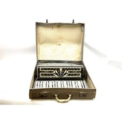 Italian Frontalini piano accordion 'Artist Model' with Art Deco style jewelled black and ivory coloured case, one-hundred and twenty buttons and twenty-four keys, model 393 No.492, L52.5cm; in carrying case