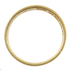 Edwardian 18ct gold ridged band, inscribed within F.J.  l.J.H. 24. February 1863. Aei, makers mark KBSP, Birmingham 1902, approx 2.9gm