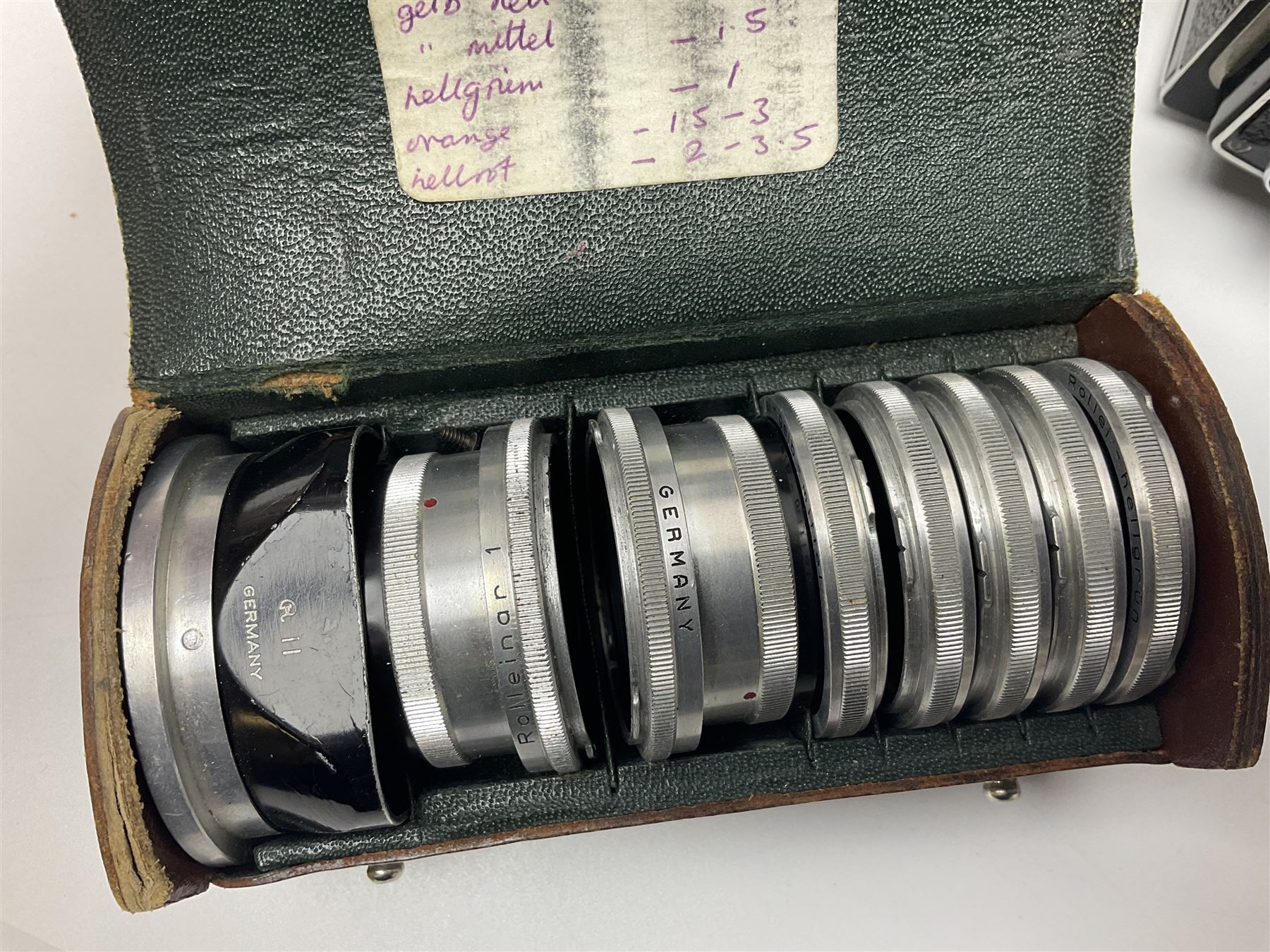 Rollei Rolleiflex 3.5C camera body, serial no 1775847, with 'Planar 1.35 f-75mm' lens serial no 1788432 and 'Heidosmat 1:2.8/75' lens serial no 2440876, complete with a cased set of additional lenses 