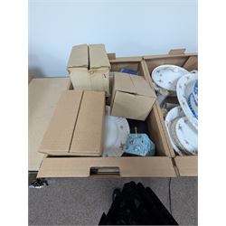 Large quantity of collectables, including Kunde clock, glassware, Danby, ceramics etc, in twelve boxes   