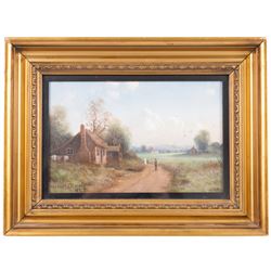 Nils Hans Christiansen (Danish 1850-1922): Landscape Scene, gouache signed 13.5cm x 22cm 