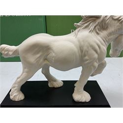 Five Beswick and Royal Doulton horse figures in matt white on black plinths, comprising of  Spirit of Affection no. 2689/2536, Springtime no.2837, Spirit of peace no.2916, Spirit of earth no.2914 and Spirit of the wild no. 183, together with a composite figure of a horse (6)
