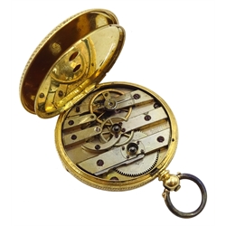 Continental gold ladies pocket watch, the movement stamped D Jaccard, the case stamped 18K