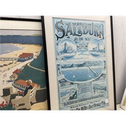 Four reproduction Salburn by Rail posters, largest 59.5cm x 38cm, and two Andy Hawkins prints (6)