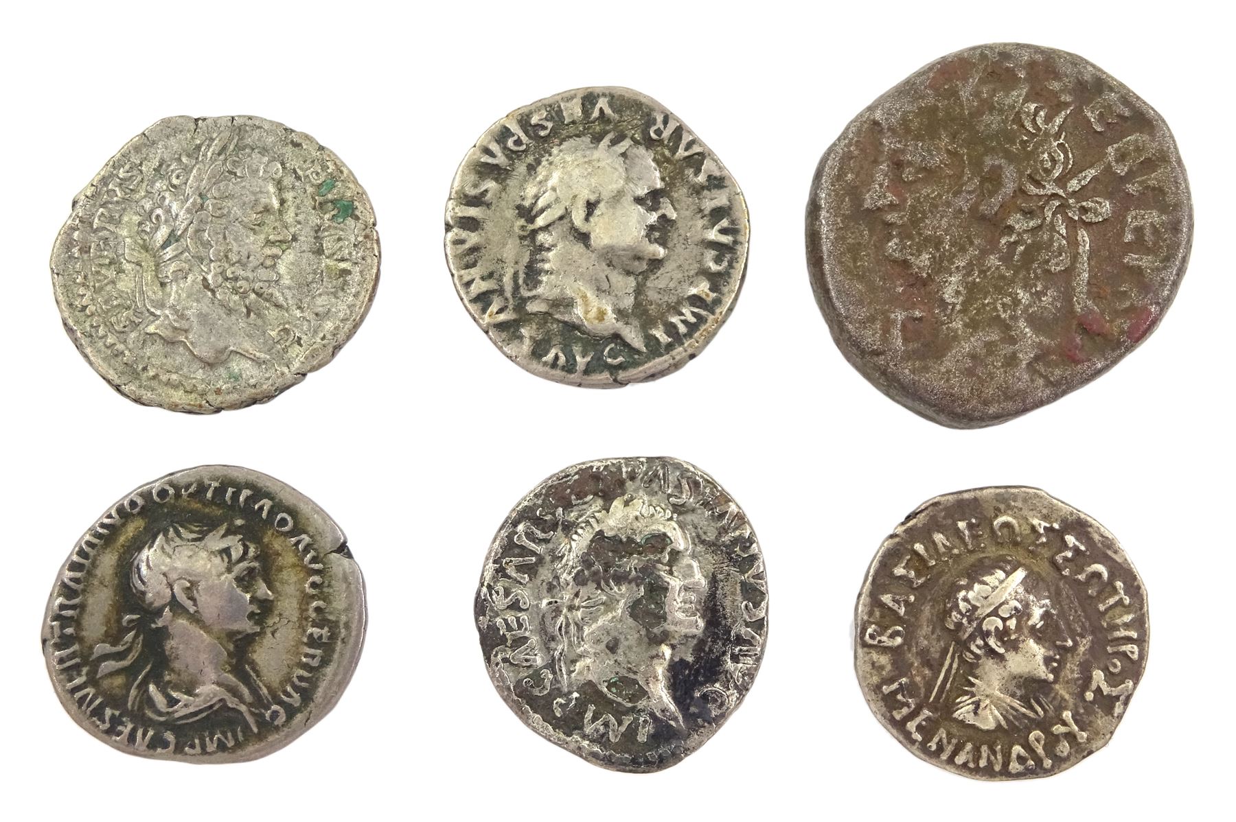 Nero (AD 54-68), silver billon tetradrachm, Alexandria Egypt and five silver Roman denarius coins