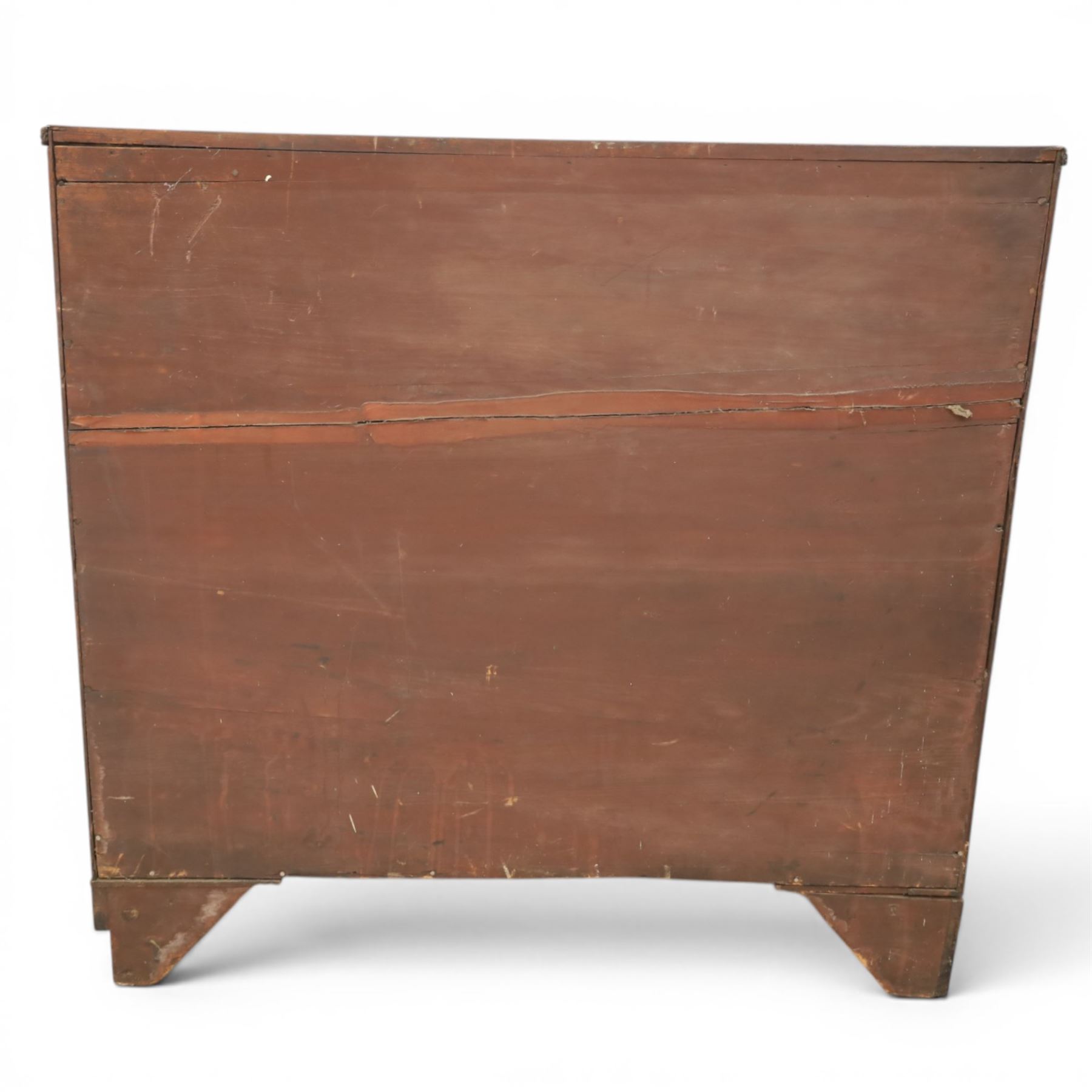 19th century bow fronted mahogany chest, two short over three graduating drawers, raised on bracket feet