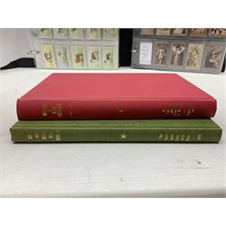 Quantity of mostly cigarette cards, housed in ring binder albums and loose, by Ardath, W.D. & H.O. Wills, John Player & Sons, The American Tobacco Co etc, including famous film stars, cinema stars, wild birds, poultry, dogs etc and various books or catalogues relating to cigarette card collecting, in one box