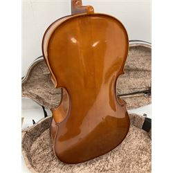 Cello by Andreas Zellar of Romania for Stentor Music Co. Ltd. with 75.5cm two-piece maple back and ribs and spruce top, bears label, L122cm overall, in hard carrying case with bow