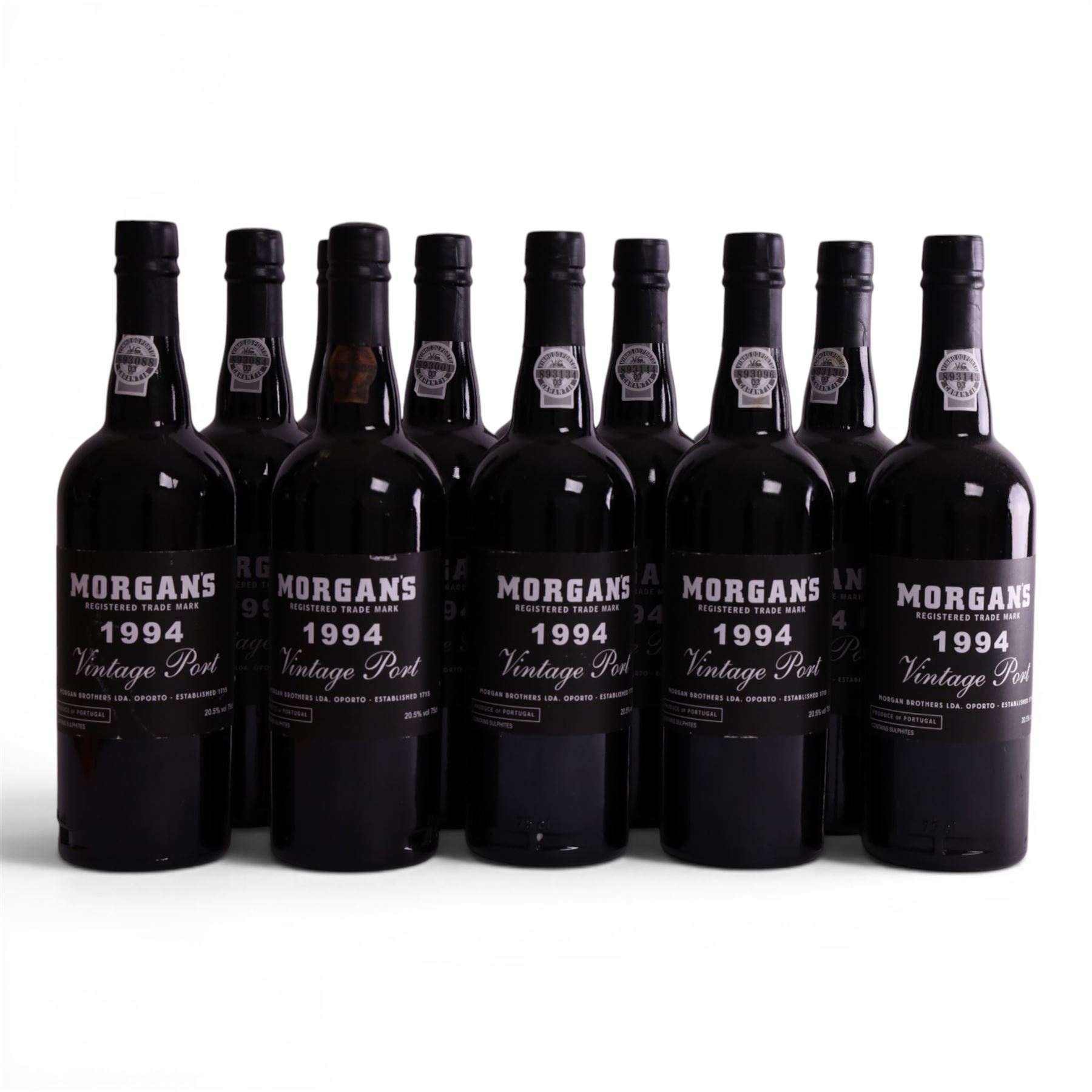 Morgan's 1994 vintage port, 75cl, 20.5% vol, twelve bottles 