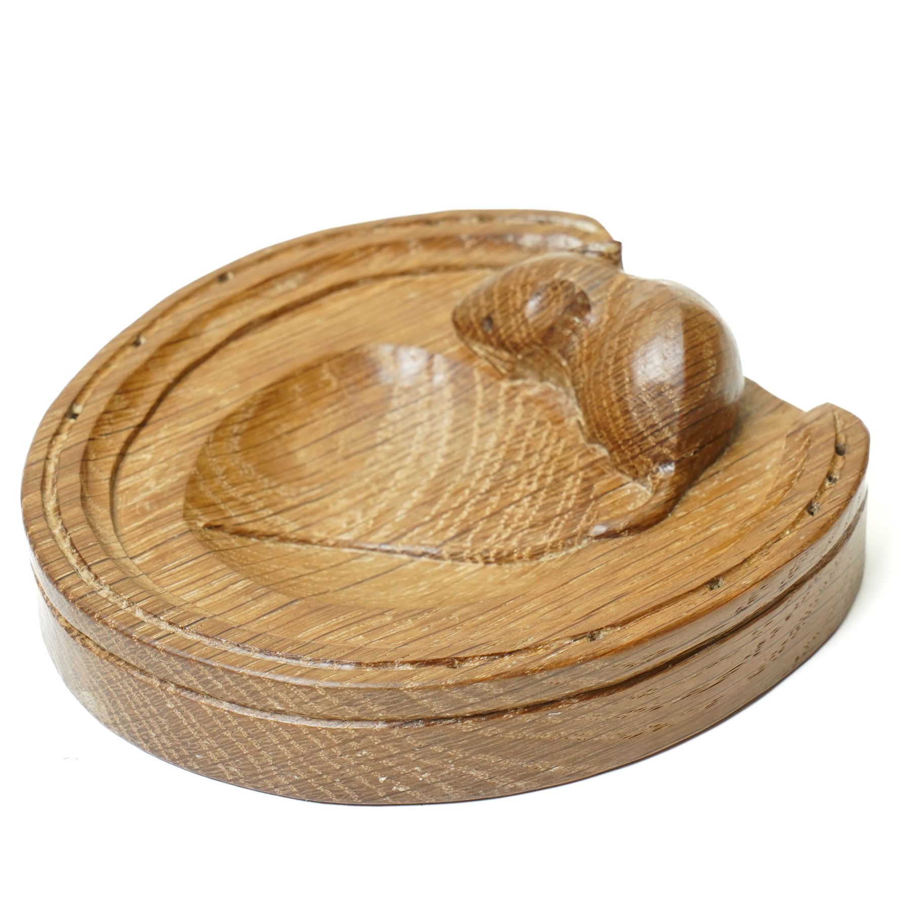 Mouseman - oak ashtray of horseshoe form, with carved mouse signature, by the workshop of Robert Thompson of Kilburn