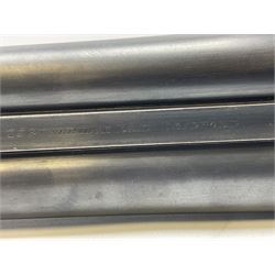 Smith Midgley Bradford 12-bore side-by-side double barrel side-lock ejector shotgun with 71cm barrels, engraved action with patented top lever, ivy leaf fences and top safety, walnut stock with chequered grip and fore-end, serial no.62409 to barrels and 1481 to action, L115cm overall SHOTGUN CERTIFICATE REQUIRED