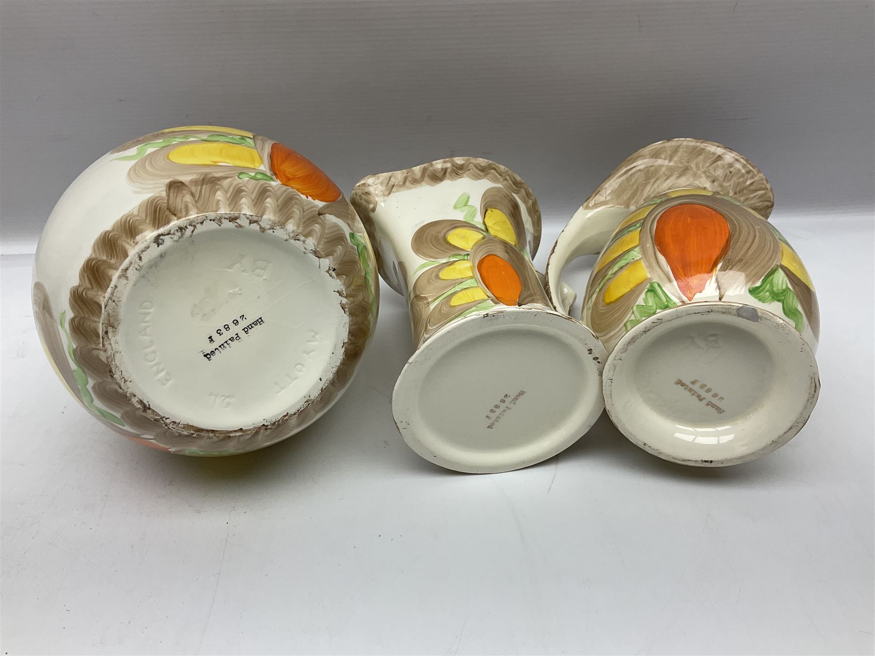 Murano glass dish together with three Myott jugs etc