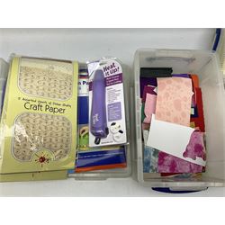 Large collection of materials and equipment relating to paper craft, predominately housed in really useful boxes, in ten boxes 