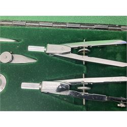 J Halden & Co cased drawing set, together with other cased drawing sets, including examples from prazision garantie and Kern Swiss 