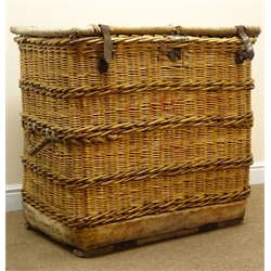  Large wicker basket, hinged lid, W90cm, H84cm, D61cm  