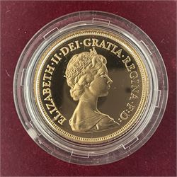 Queen Elizabeth II 1983 gold proof full sovereign coin, cased with certificate