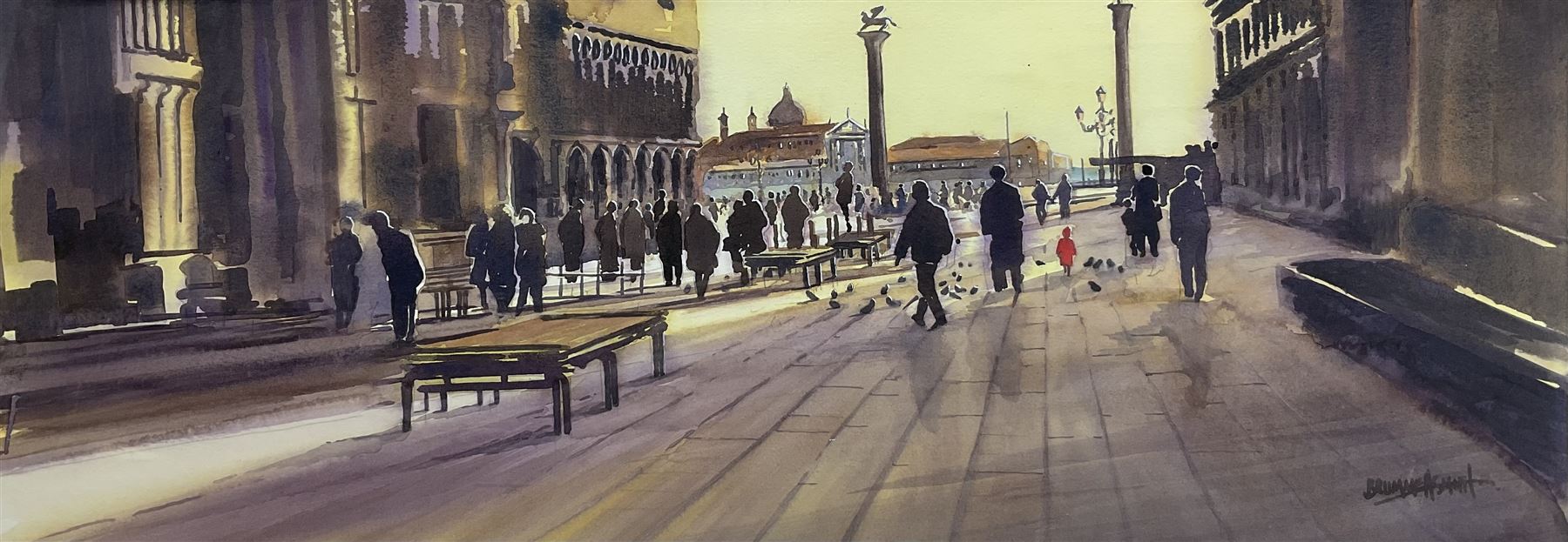 Tony Brummell Smith (British 1949-): 'Winter Light - San Marco Venice', watercolour signed, titled and dated 1998 verso, 26cm x 73cm 