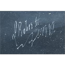 Luigi Roberto of Naples (Italian 1845-1910): 'SS Claymore of Whitby in a Gale in the Bay of Biscay 1889', gouache signed and dated Napoli 1889, 42cm x 62cm
