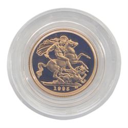 Queen Elizabeth II 1995 gold proof half sovereign, cased with certificate