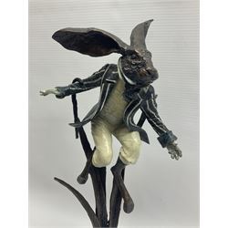 Rachel Talbot (British 1980-), Water Meadow Merriment, limited edition bronze sculpture, modelled as a hare in boating attire, upon a polished marble base, H37cm