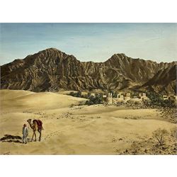 N Kendle (British 20th century): Camel in a Desert Landscape, oil on board signed and dated 1979, 73cm x 97cm