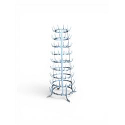 Galvanised metal bottle drying tree, pegs for 142 bottles