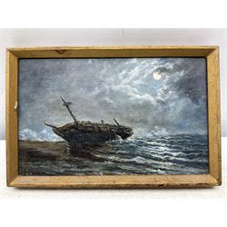 FCR (British 19th Century): 'The Old Wreck on the Welsh Coast 1909', signed with initials and dated '09, titled verso 12cm x 20cm