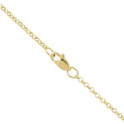9ct gold hinged locket pendant necklace, with engraved decoration and set with a single diamond chip, hallmarked
