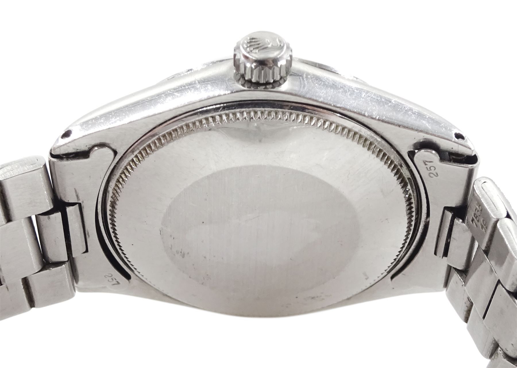 Rolex Air-King Precision gentleman's stainless steel automatic wristwatch, Ref. 5500, serial No. 2275678, silvered dial with baton hour markers, on Rolex Oyster stainless steel bracelet, with fold-over clasp, boxed