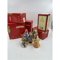 Five Royal Doulton Bunnykins comprising Sundial, Wedding Day, Gladiator, Romeo and Juliet 