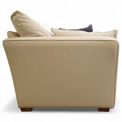 Barker & Stonehouse - large corner sofa, upholstered in natural pumice fabric, with contrasting scatter cushions 