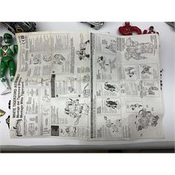 Collection of early 90s Mighty Morphin’ Power Rangers Zords, figures and accessories. Titanus the Carrier Zord, marked Bandai 1991; Green Dragonzord, incomplete; 1994 White Tigerzord with original instruction manual; 1993 Triceratops Dinozord, Mastodon Dinozord and Sabertooth Tiger Dinozord, Pterodactyl Dinozord, missing guns; with 1993 Power Morpher and original Power Coins, with further related figures, accessories and weapons