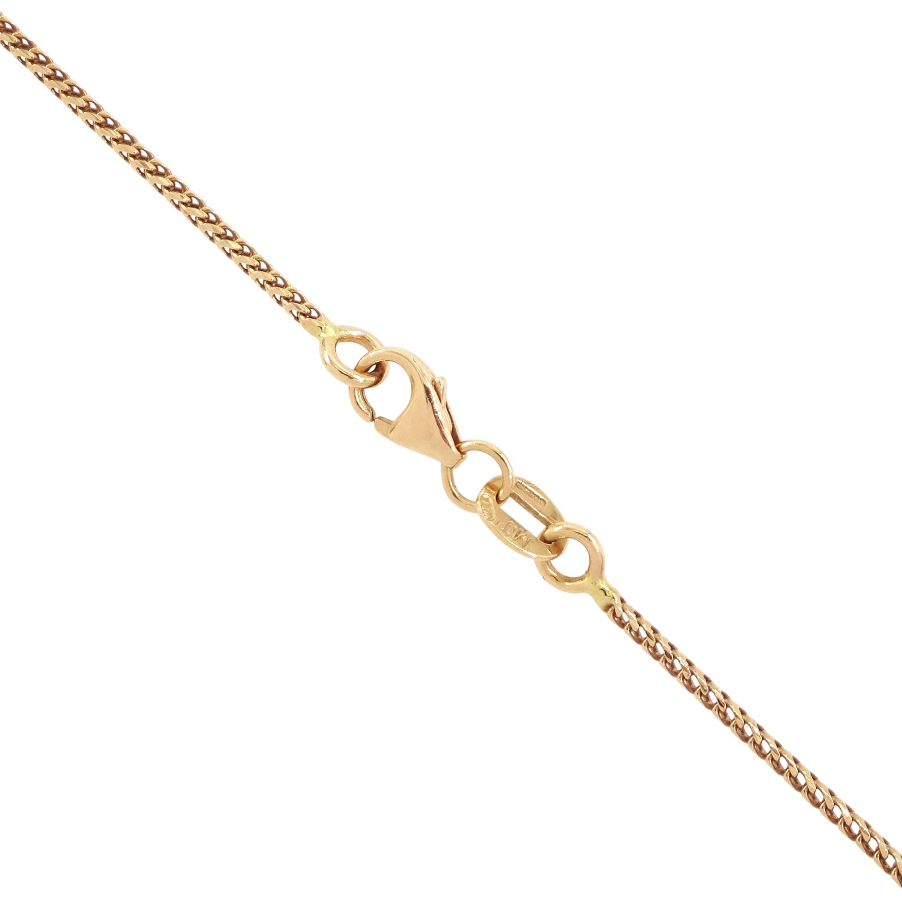 18ct rose gold diamond pendant necklace, the principal asscher cut white diamond of 0.71 carat, with round brilliant cut fancy pink diamond surround, total pink diamond weight 0.12 carat, with International Gemological Report