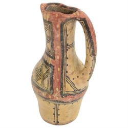 South American jug, pre Colombian style, painted with geometric motifs, H24cm