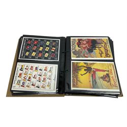 Album of Victorian and later Postcards, including WWII silk embroidered postcards, various ships, cartoons etc 