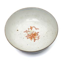 Pair of 19th century Samson of Paris bowl decorated in gilt with flowers and trailing leaves on a dark blue ground, the interior of one with a Japanese flower and the other with a floral spray D26cm 
Provenance: property of a Nobleman