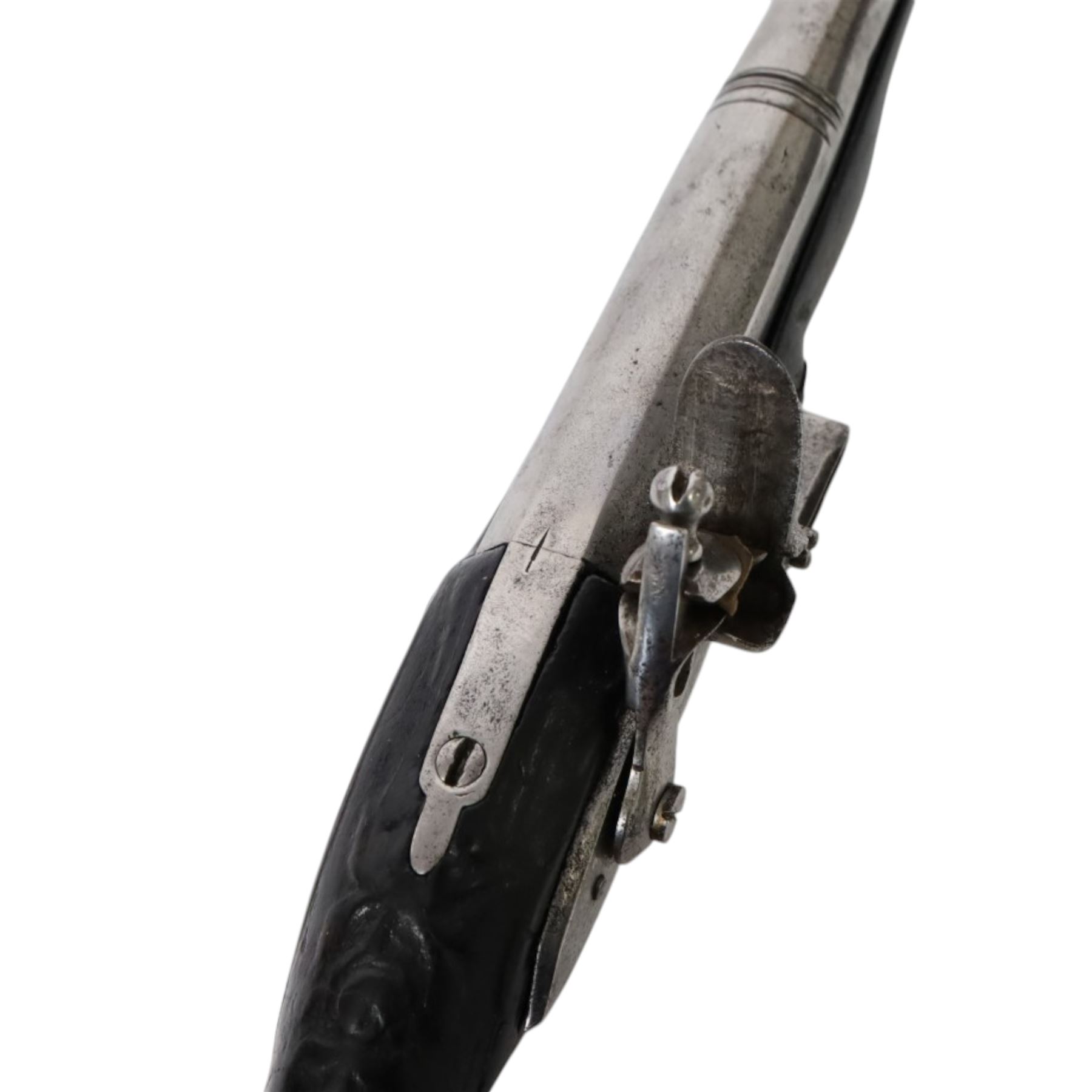 Flintlock pistol, with lock stamped Valantin Montpettice', with steel ram rod, with steal butt plate, overall L32cm