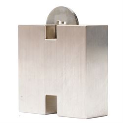 Hermès - ‘H’ pencil sharpener, brushed palladium-tone metal, with black leather-covered pencil, two original boxes and booklet