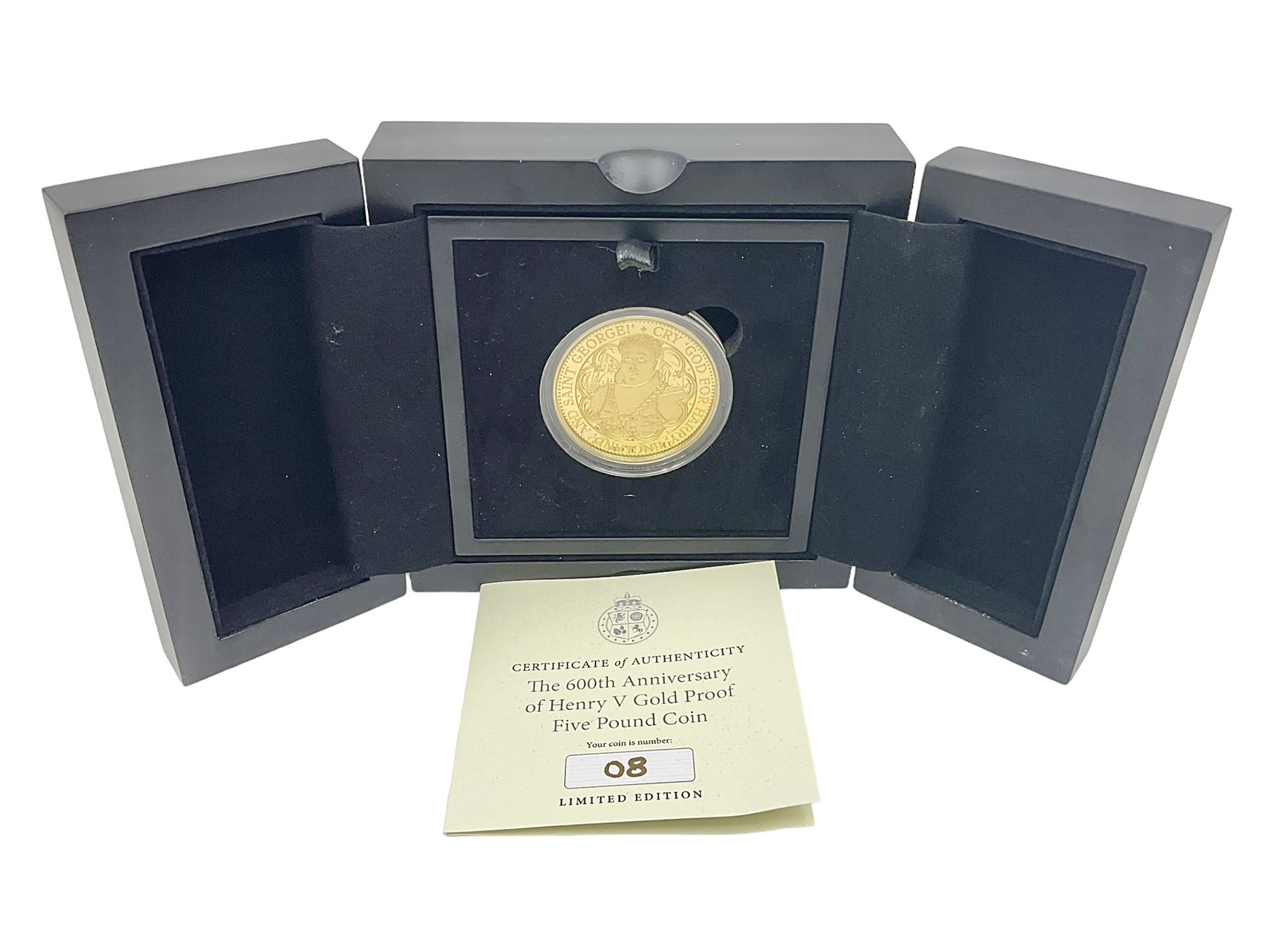 Queen Elizabeth II Bailiwick of Jersey 2022 'The 600th Anniversary of Henry V' gold proof five pound coin, cased with certificate