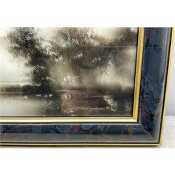 Maurice William Crawshaw (British 1947-): Lakeland Landscape, candle smoke picture signed and dated '93, 10cm x 31cm