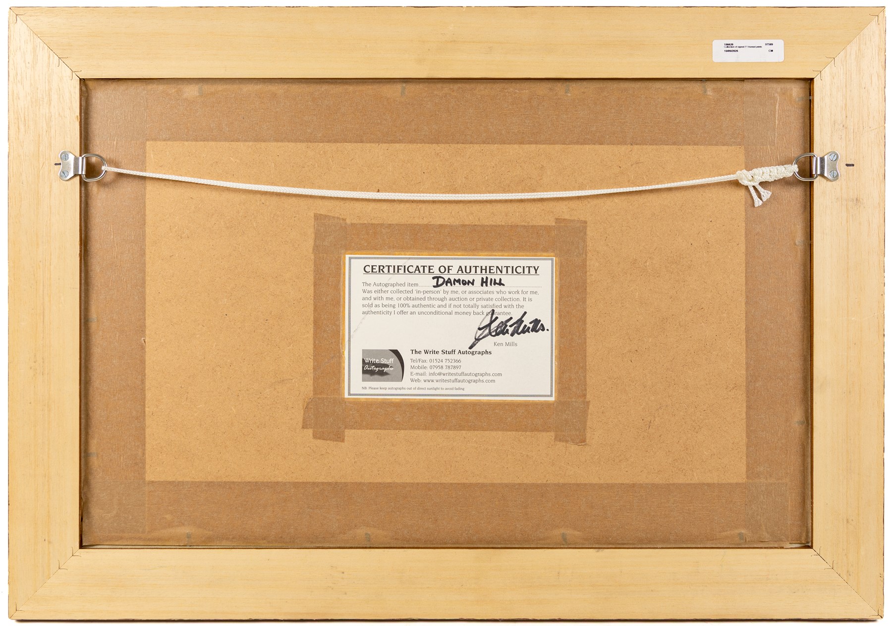 Ten signed Formula 1 photographs, comprising eight Damon Hill examples, Jenson Button and a Nigel Mansell example, nine with certificates of authenticity from Write Stuff Autographs, all framed, largest H47cm, W67cm