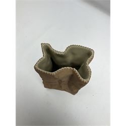 Rosenthal bisque pottery vase in the form of a paper bag, with Rosenthal Studio-linie Germany mark beneath, H22cm