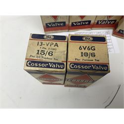 Seven Cossor thermionic radio valves/vacuum tubes, to include PT-41, 2-P, 41-MHL, 6V6G x 2, 6D6, 13-VPA, as per list, boxed
