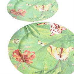 Modern Spode dinner service for twelve plates settings, decorated in the Floral Haven pattern, comprising large plates, smaller plates, dishes, side plates, and pair of serving bowls, largest plates D32cm